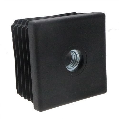 M10 x 35mm x 35mm - Square Threaded Tube Insert - Black - LDPE | Vital Parts